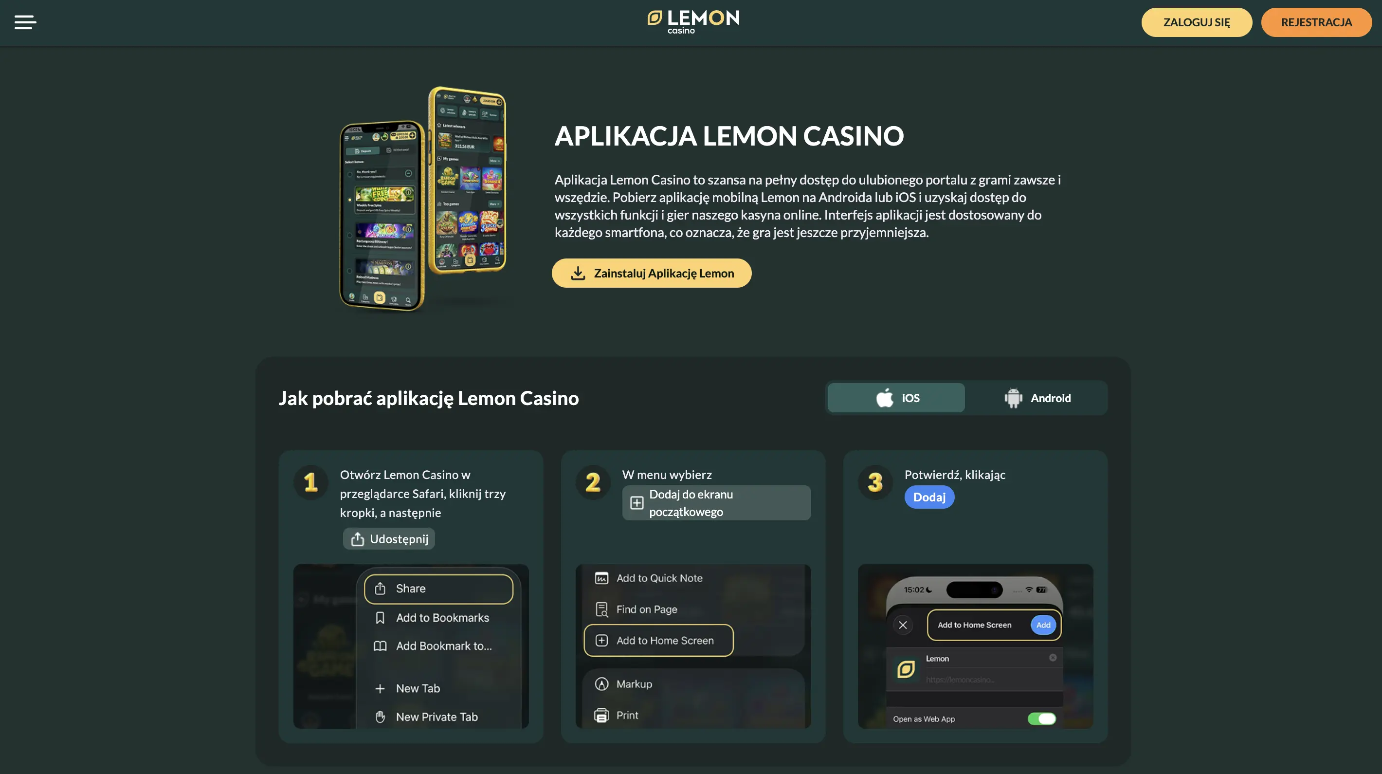 Aplikacja PWA, pomoc techniczna i dostępność Lemon Casino mobilnie Aplikacja PWA, pomoc techniczna i dostępność Lemon Casino